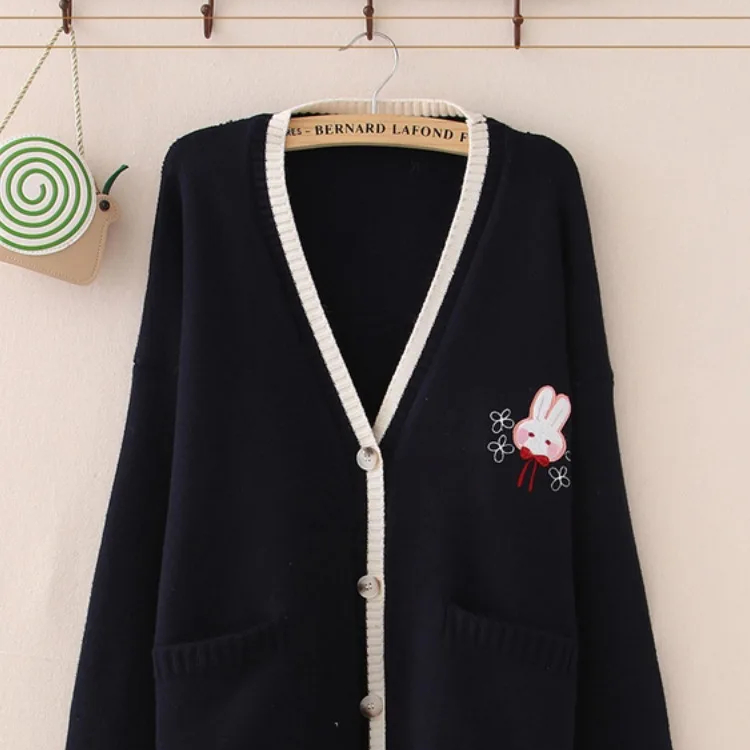 Gilet mi-long avec broderie lapin pour femme – Image 3