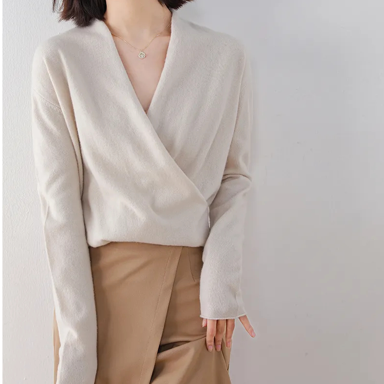 Gilet cache-cœur en laine pour femmes