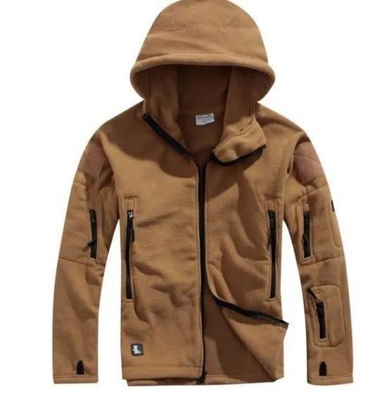 Polaire homme avec fermeture à zipper style veste tactique militaire marron – Image 3