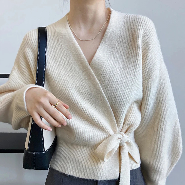 Gilet cache-cœur manches boules pour femme – Image 4