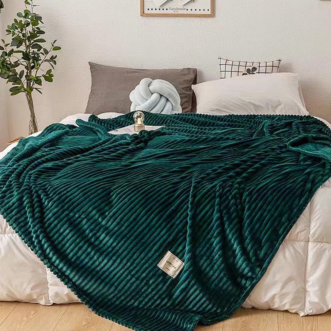 Couverture polaire vert en molleton super doux