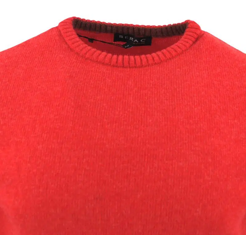 pull 80% laine col ras du cou GUY DE BERAC rouge R1385 – Image 2