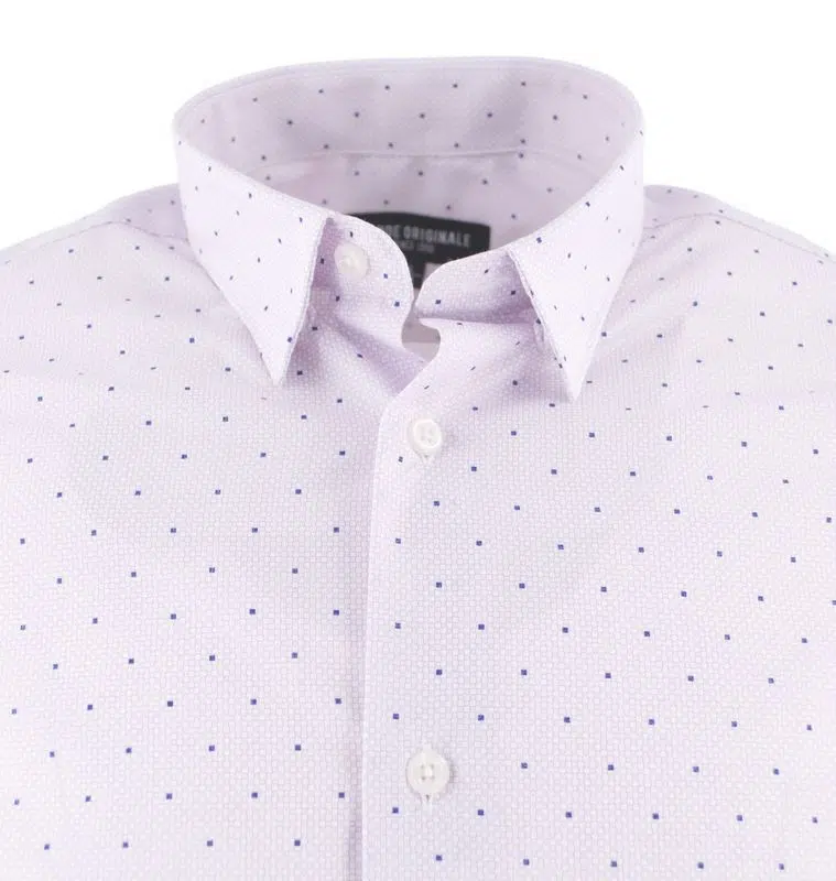 Chemise BANDE ORIGINALE slim mauve avec carrés bleus