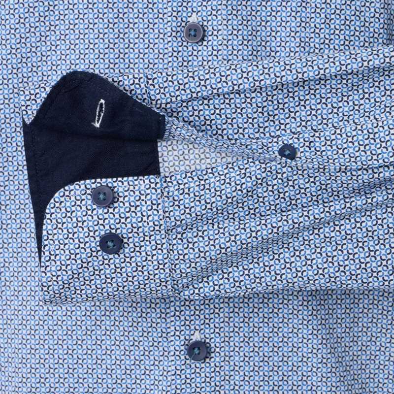 chemise homme large Redmond fantaisie bleu et marine Casual – Image 2