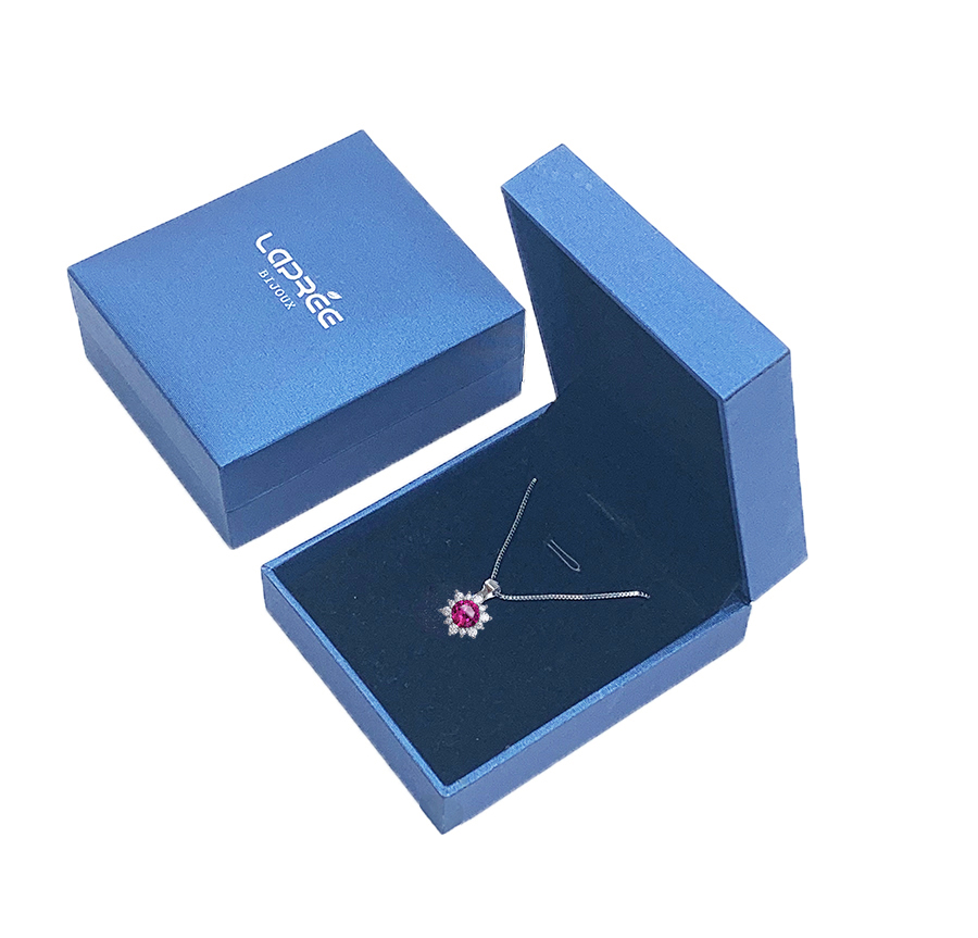 Bijoux Femme Collier en Argent Pendentif Couleur Rouge – Image 4