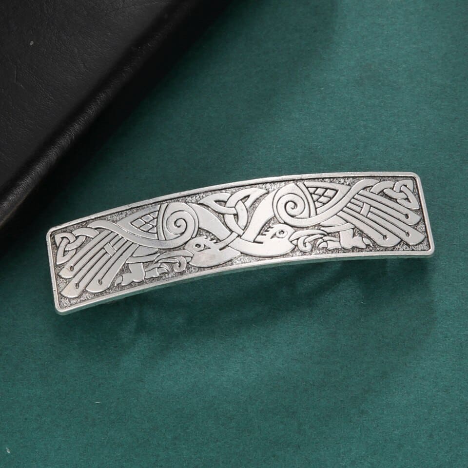 Barrette de cheveux luxe en zinc à motif floral et viking – Image 9