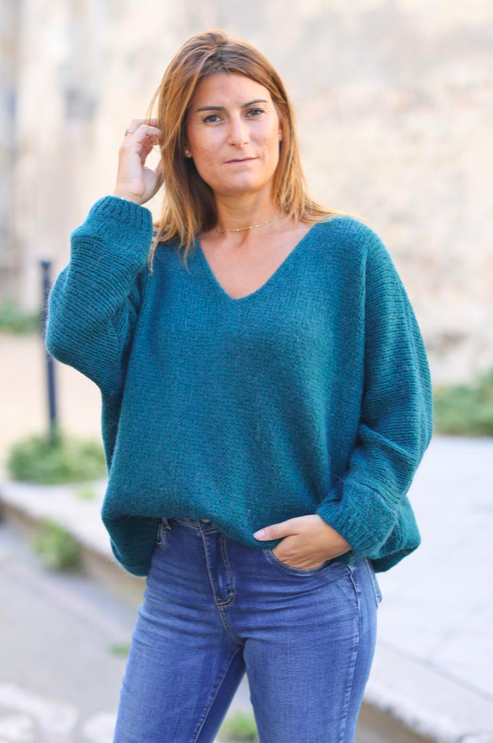 PULL LIMA BASIC COL V EN MOHAIR ET LAINE ( 60 couleurs ) – Image 5