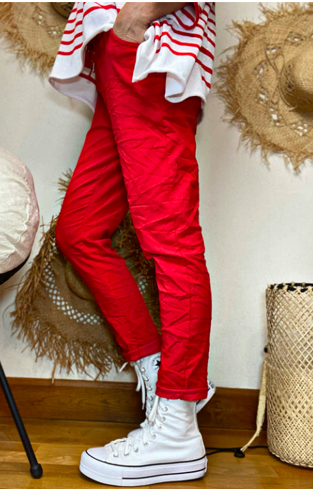 PANTALON EN TOILE AVEC ETOILE BRILLANTE SUR LA POCHE ARRIERE – Image 4