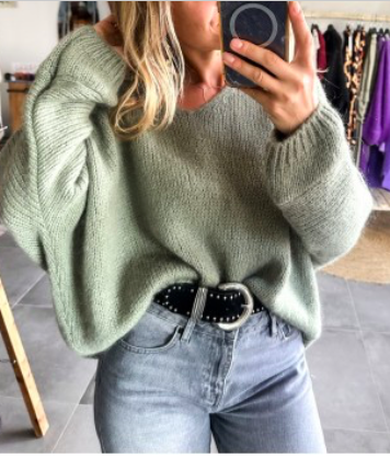 PULL LIMA BASIC COL V EN MOHAIR ET LAINE ( 60 couleurs ) – Image 4
