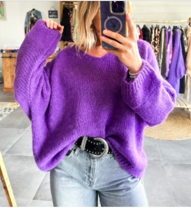 PULL LIMA BASIC COL V EN MOHAIR ET LAINE ( 60 couleurs ) – Image 7