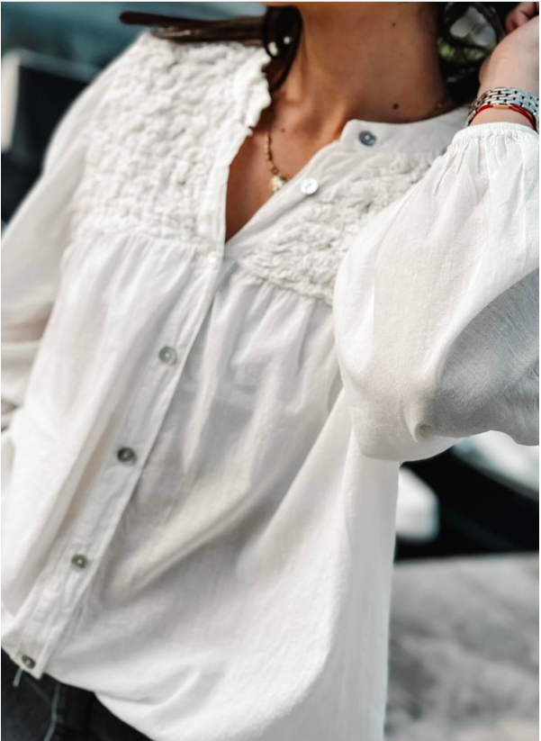 CHEMISE ZAZI COL SMOCKE EN COTON (10 couleurs) – Image 8