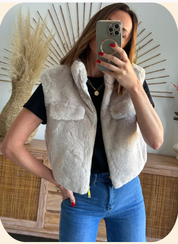 GILET FAUSSE FOURRURE SANS MANCHES MODELE TALI (5 couleurs )