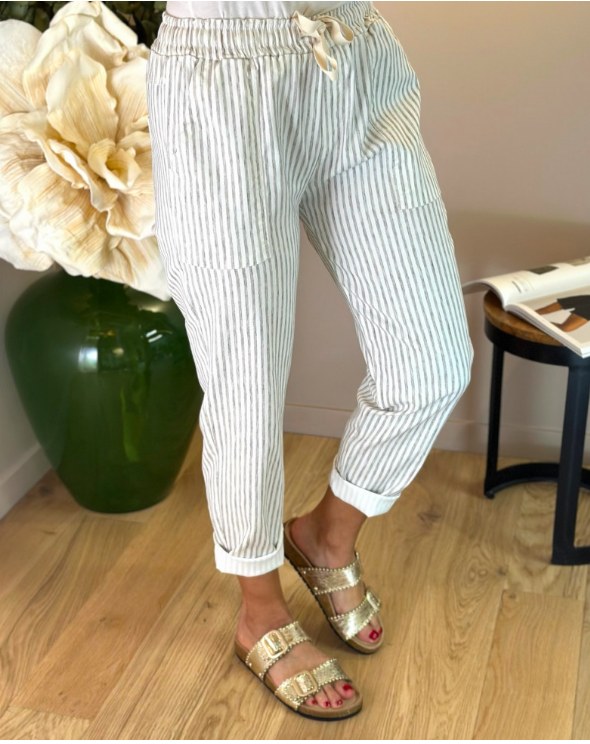 PANTALON FEMME AVEC RAYURE EN VISCOSE ( 6 couleurs ) – Image 3