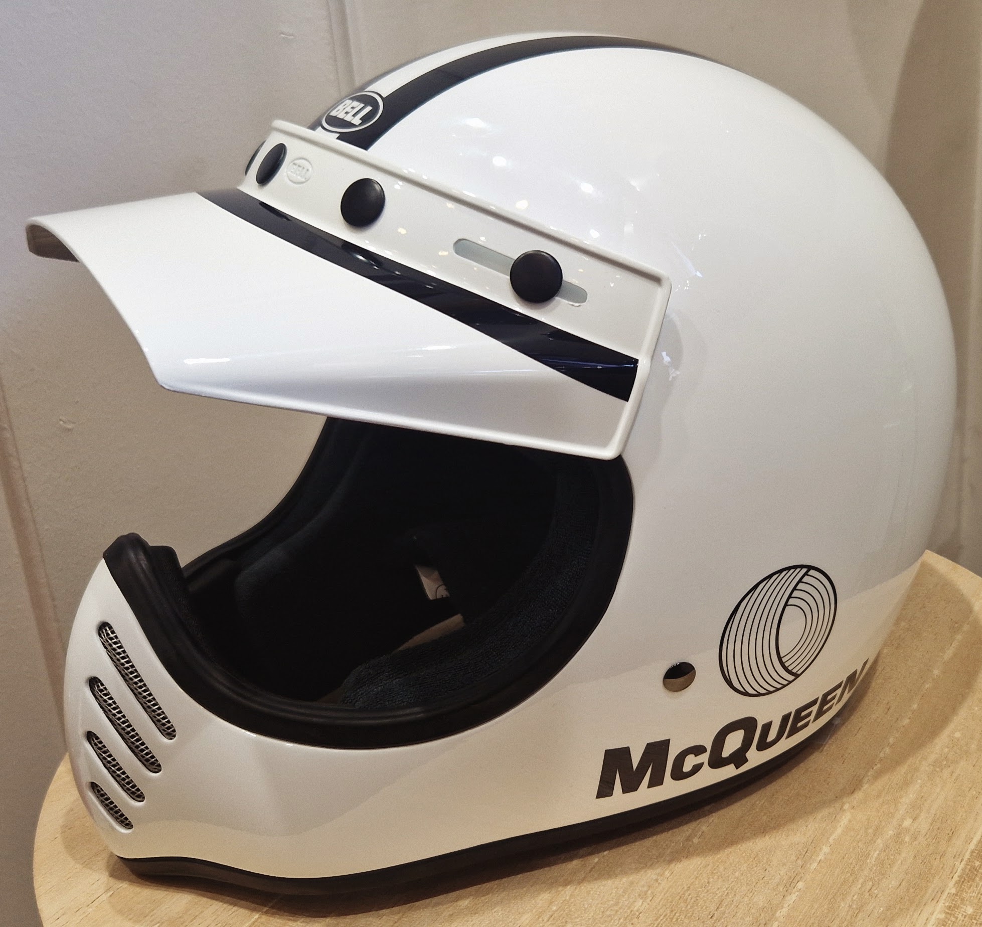 CASQUE BELL MOTO 3 Steve McQueen Gloss White/Black – TAILLE S – Image 3