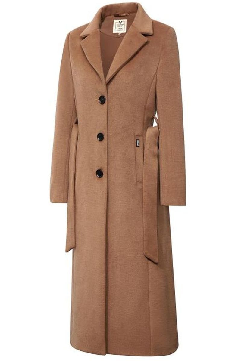 Lange dames mantel jas Versano Delfin camel – Image 2