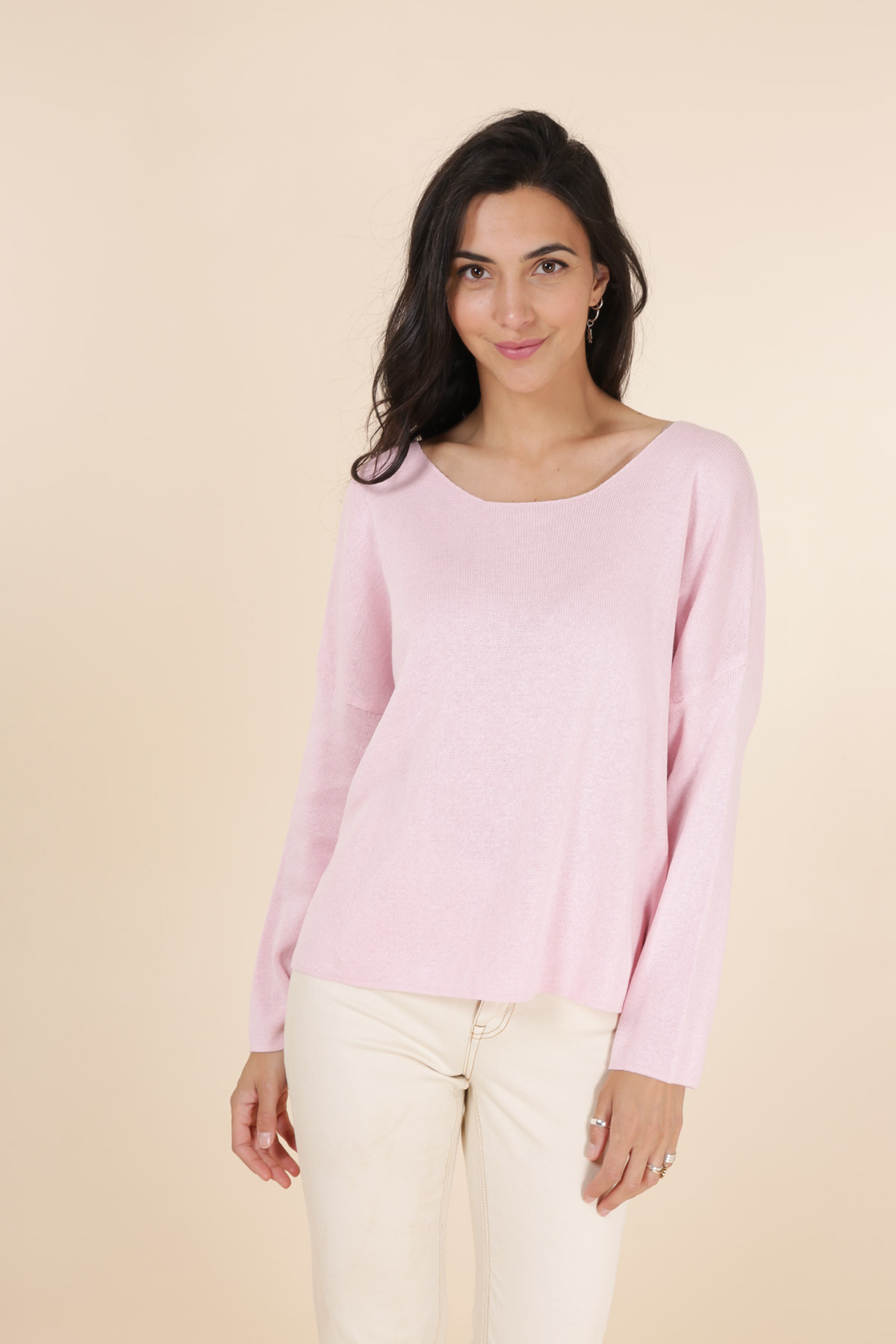 PULL NAIS COL ROND COURT EN 100 % COTON