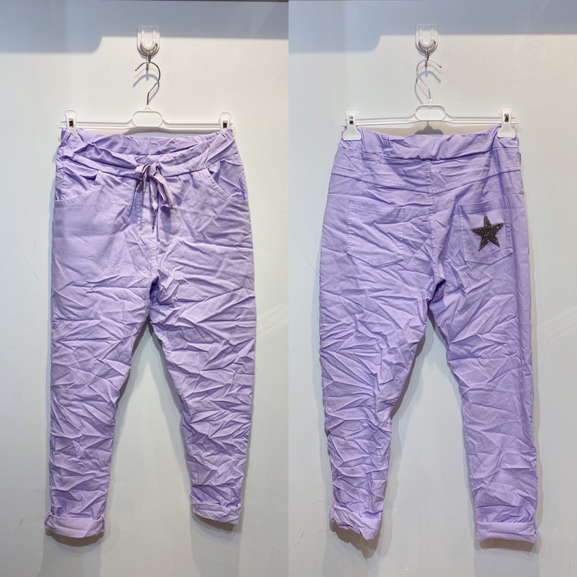 PANTALON EN TOILE AVEC ETOILE BRILLANTE SUR LA POCHE ARRIERE – Image 6