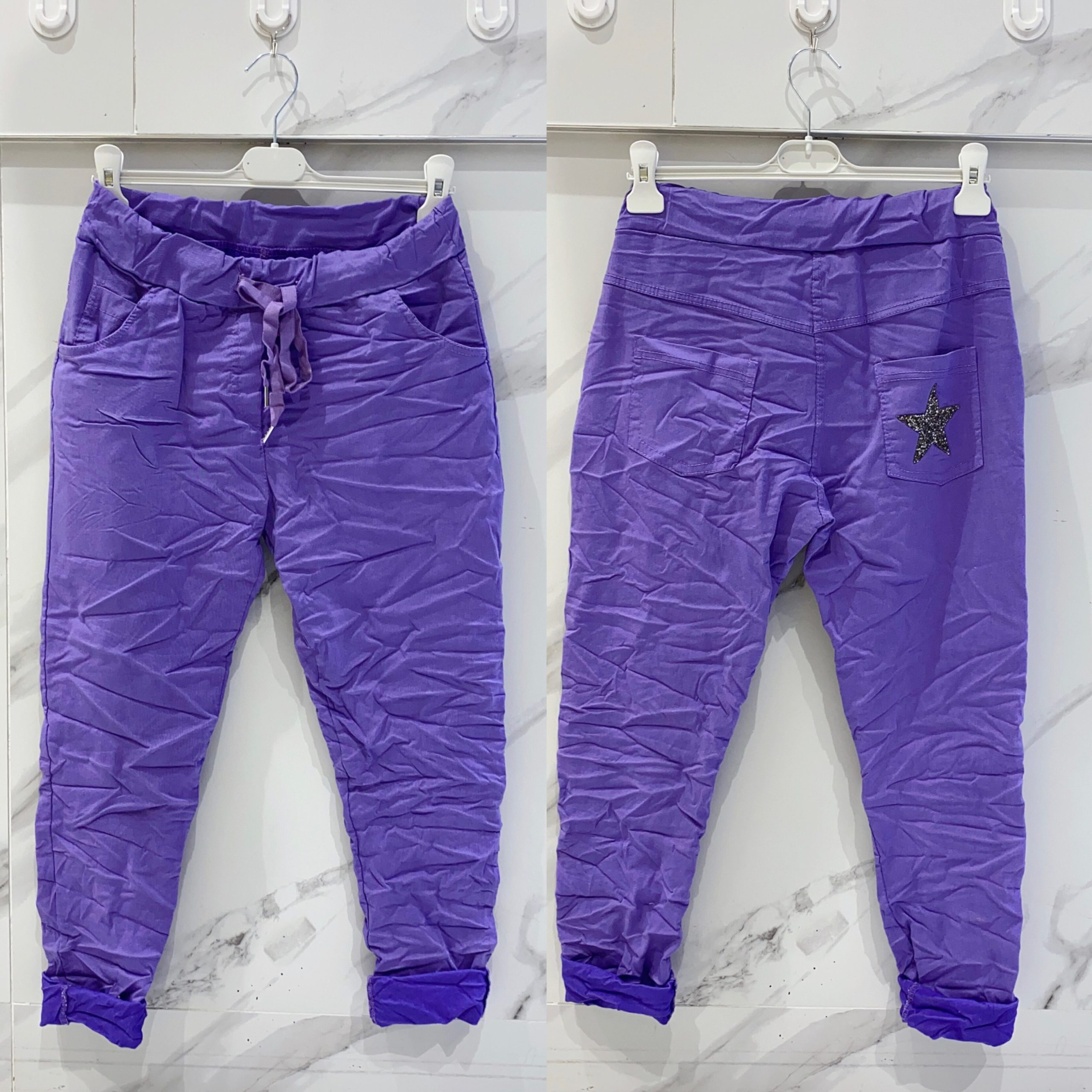 PANTALON EN TOILE AVEC ETOILE BRILLANTE SUR LA POCHE ARRIERE – Image 7