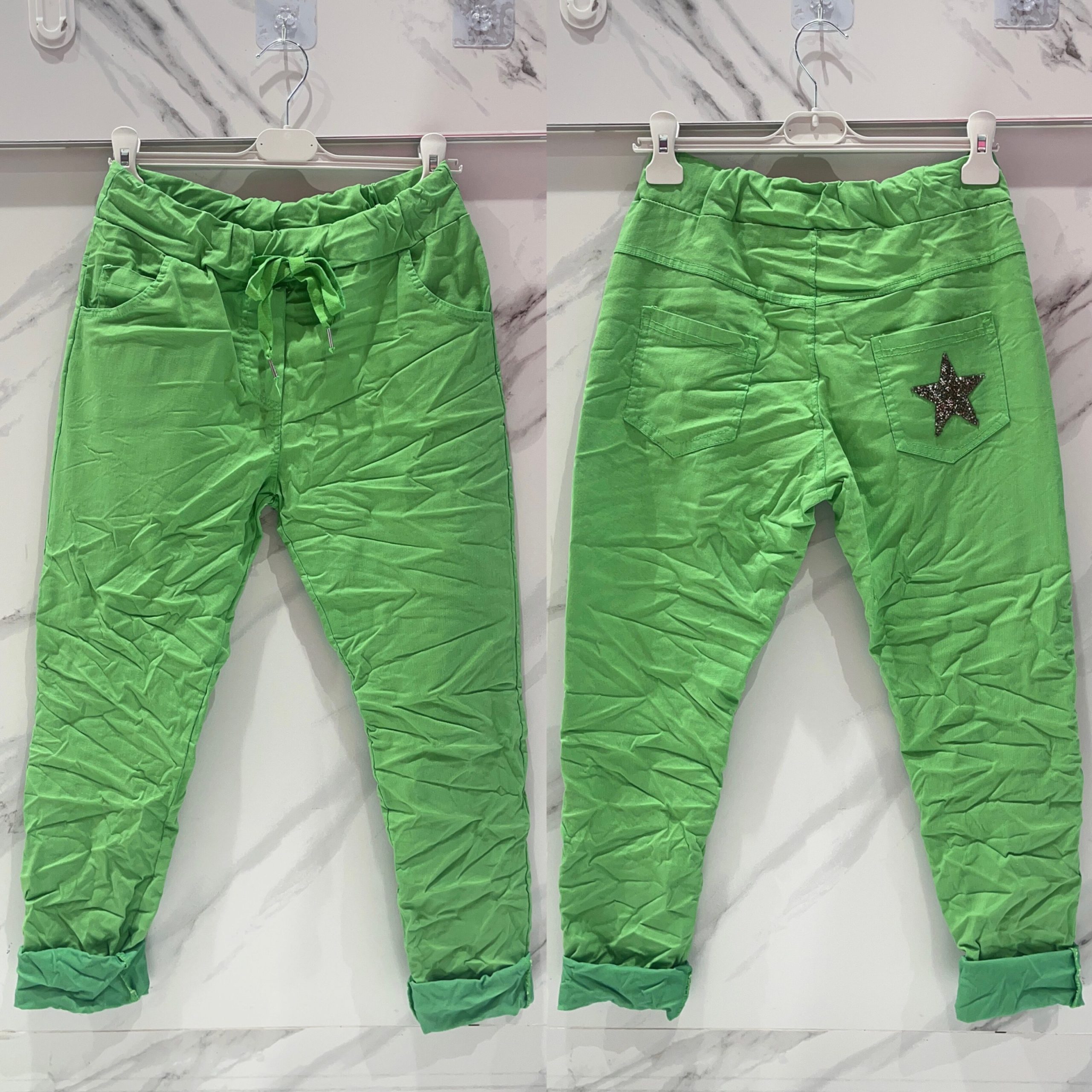 PANTALON EN TOILE AVEC ETOILE BRILLANTE SUR LA POCHE ARRIERE – Image 9