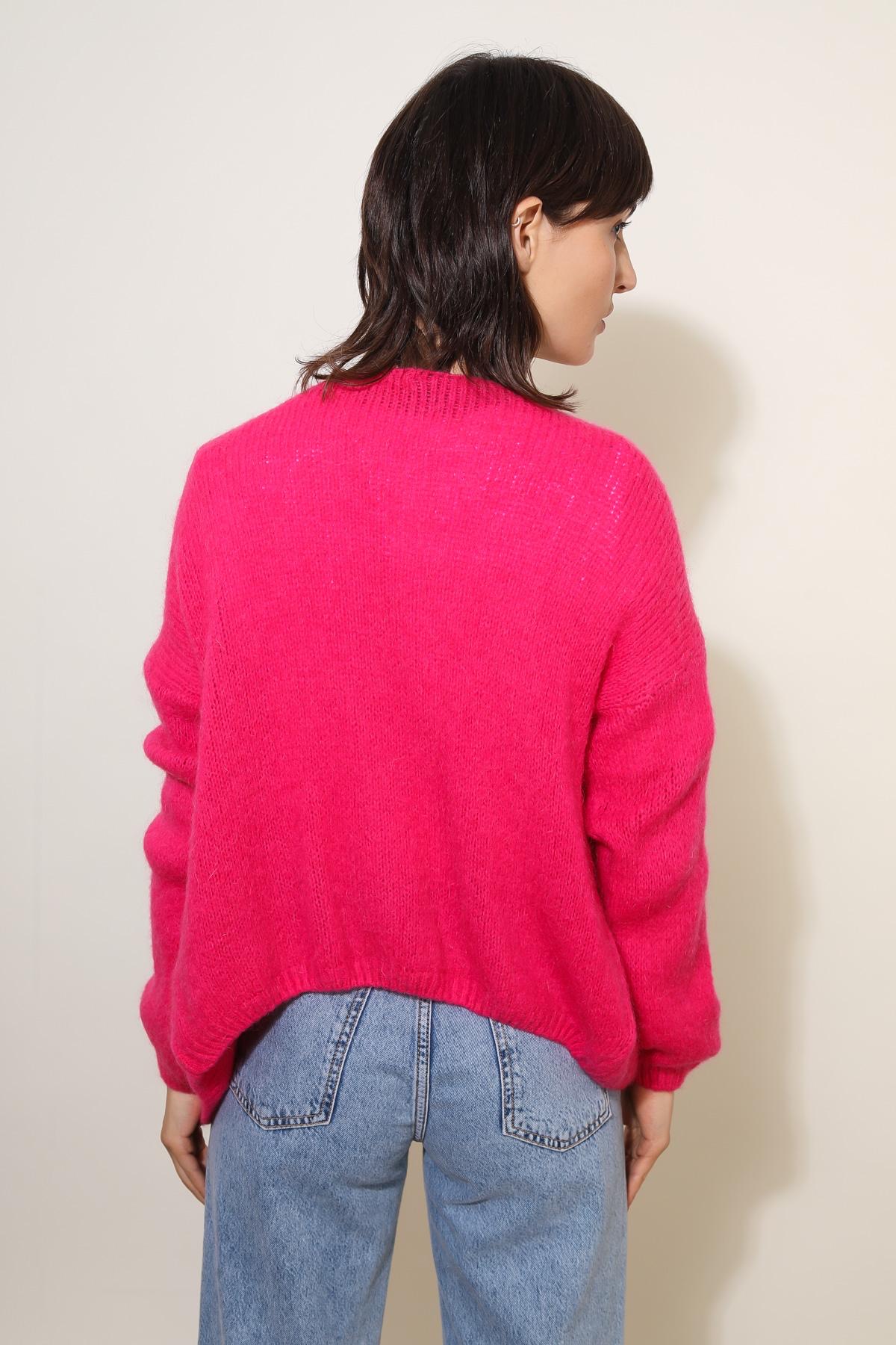 CARDIGAN BOUTONNE A POCHES EN KID MOHAIR ET LAINE MODELE NAIS – Image 4