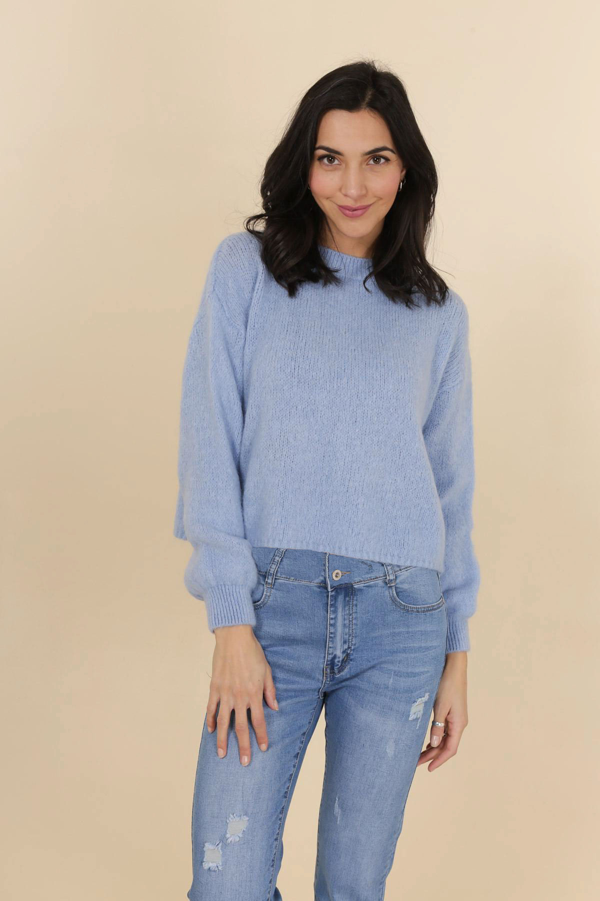 PULL NAIS COL ROND MANCHES BALLONS MODELE DIBA – Image 3