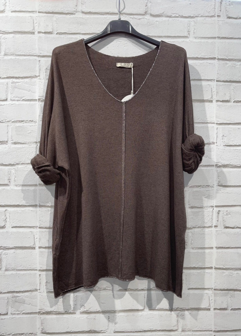 PULL LARGE JERSEY TOUT DOUX COUTURE LISERÉ BRILLANT ( 28 couleurs ) – Image 2