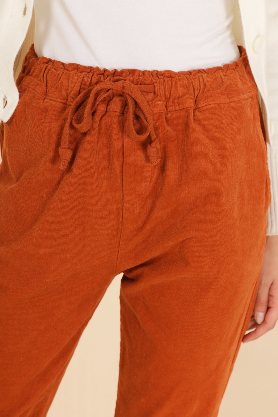 PANTALON NAIS VELOURS COTELE AVEC REVERS BRODE ,EN COTON – Image 4