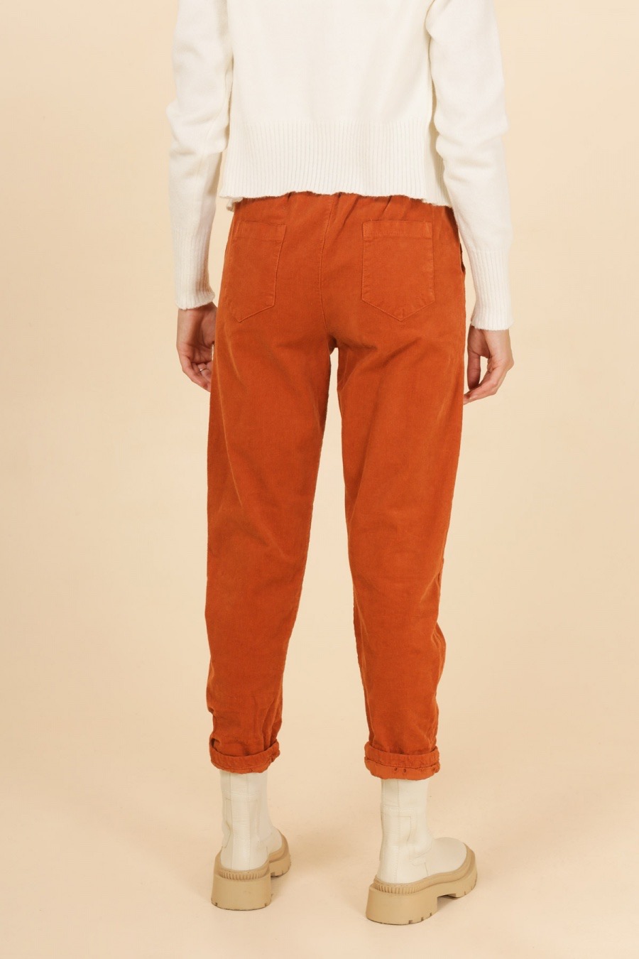 PANTALON NAIS VELOURS COTELE AVEC REVERS BRODE ,EN COTON – Image 5