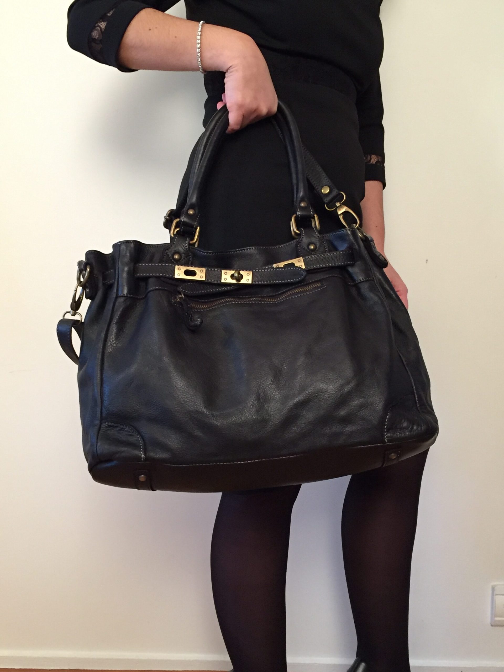 SAC CUIR MILAN – NOIR – Image 2