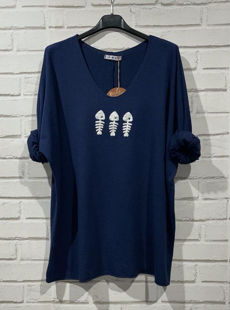 PULL FIN EN VISCOSE MODELE 3 POISSONS – Image 2