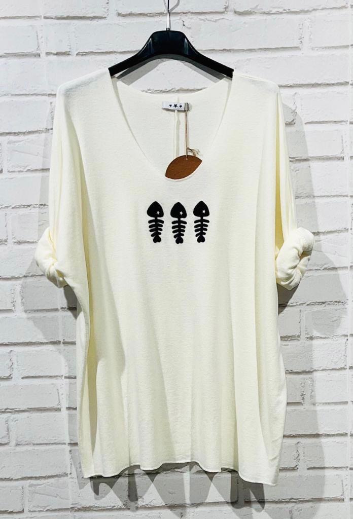 PULL FIN EN VISCOSE MODELE 3 POISSONS – Image 7