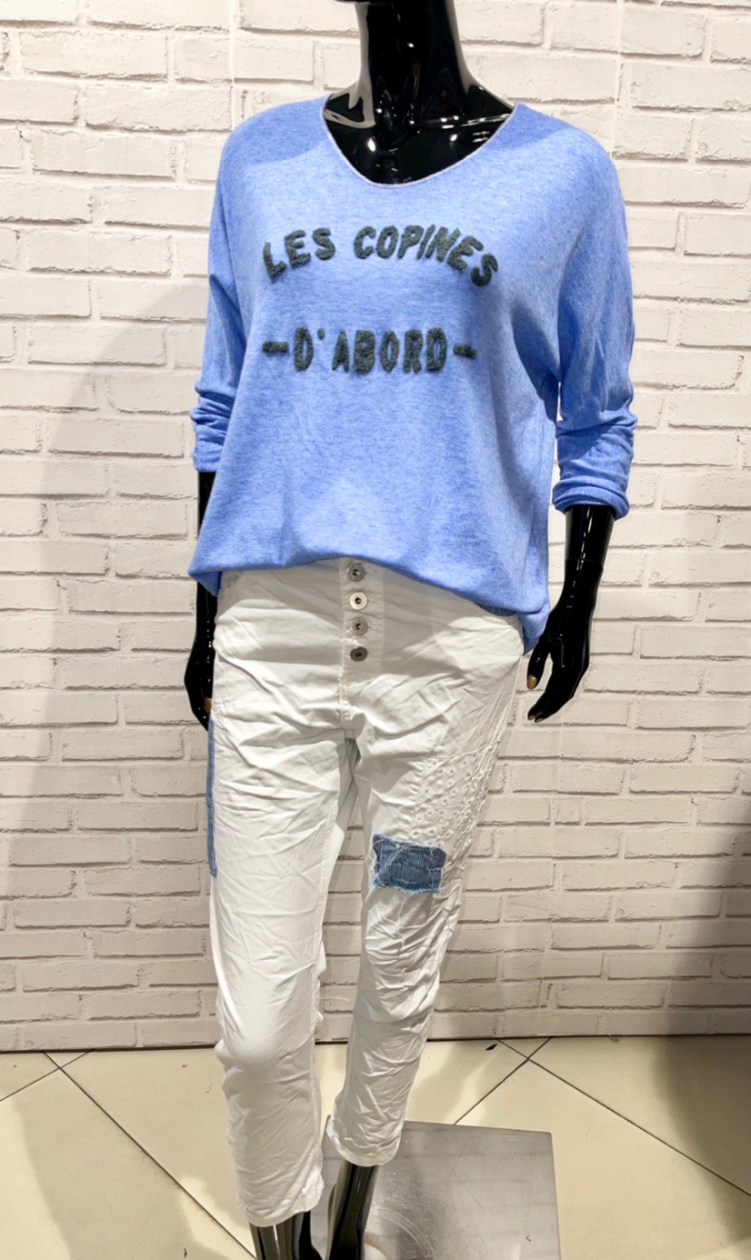 PULL FIN EN VISCOSE LES COPINES D’ABORD BRODE ( 29 couleurs ) – Image 3