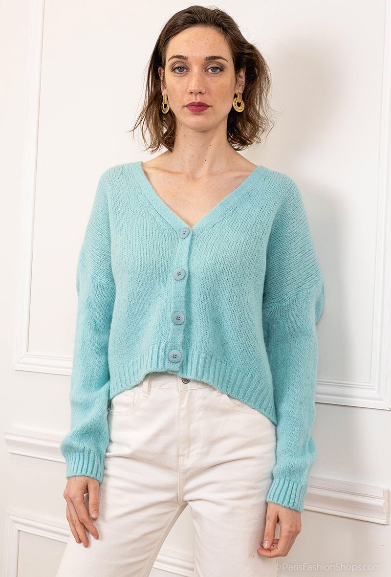 GILET NAIS COURT EN LAINE KID MOHAIR ROUILLE – Image 6