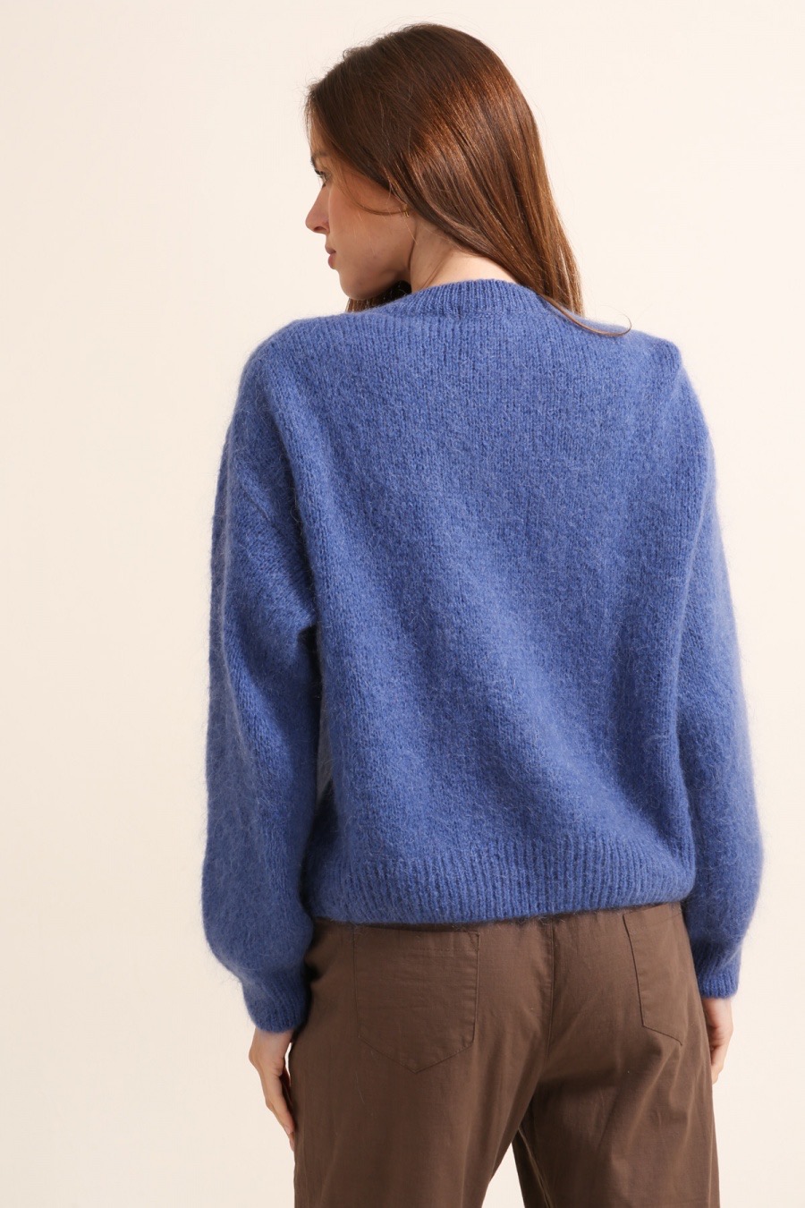 CARDIGAN NAIS COL ROND COURT ZIPPE EN MOHAIR ET LAINE (12 COULEURS) – Image 4