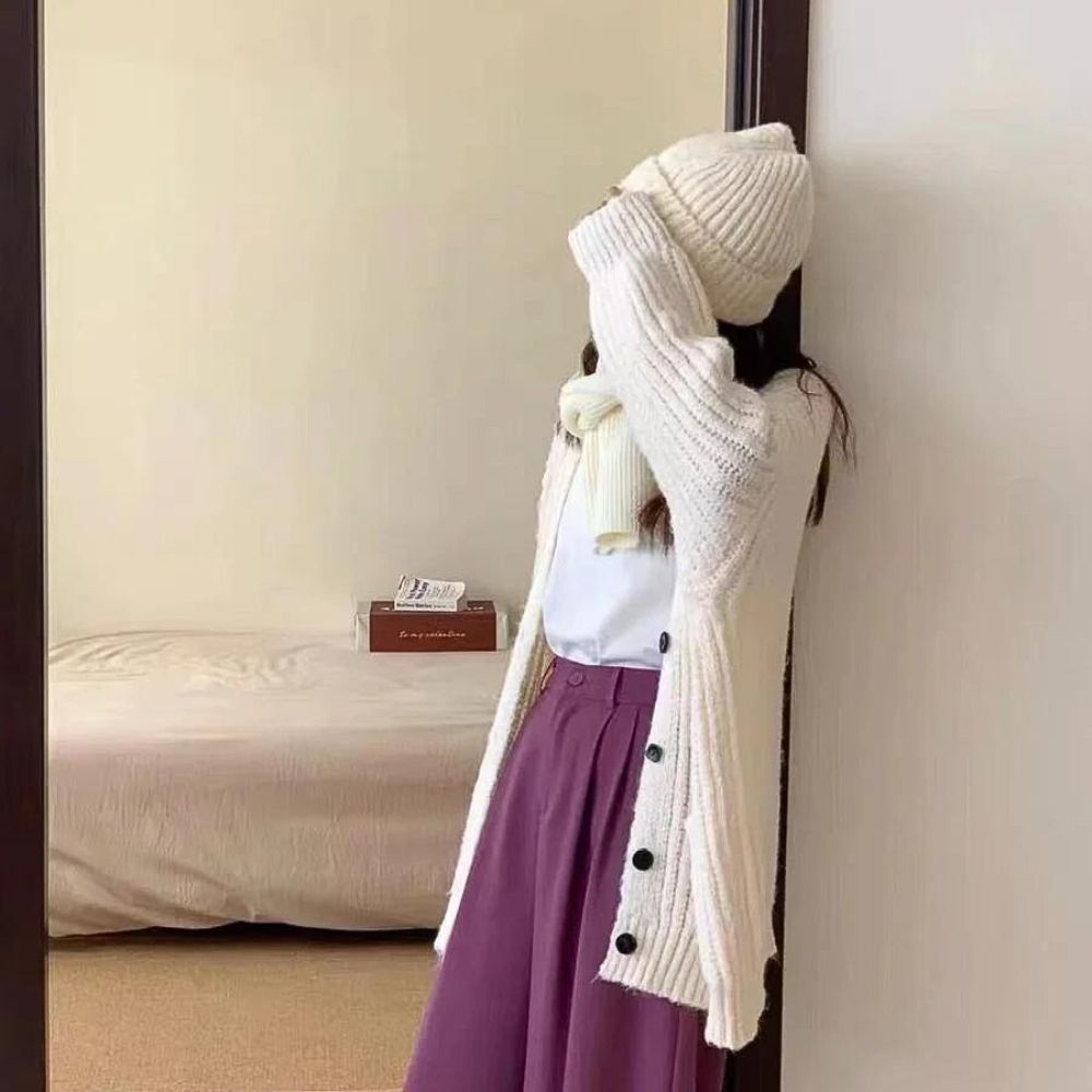 Gilet ample mi-long en tricot rayé pour femme – Image 3