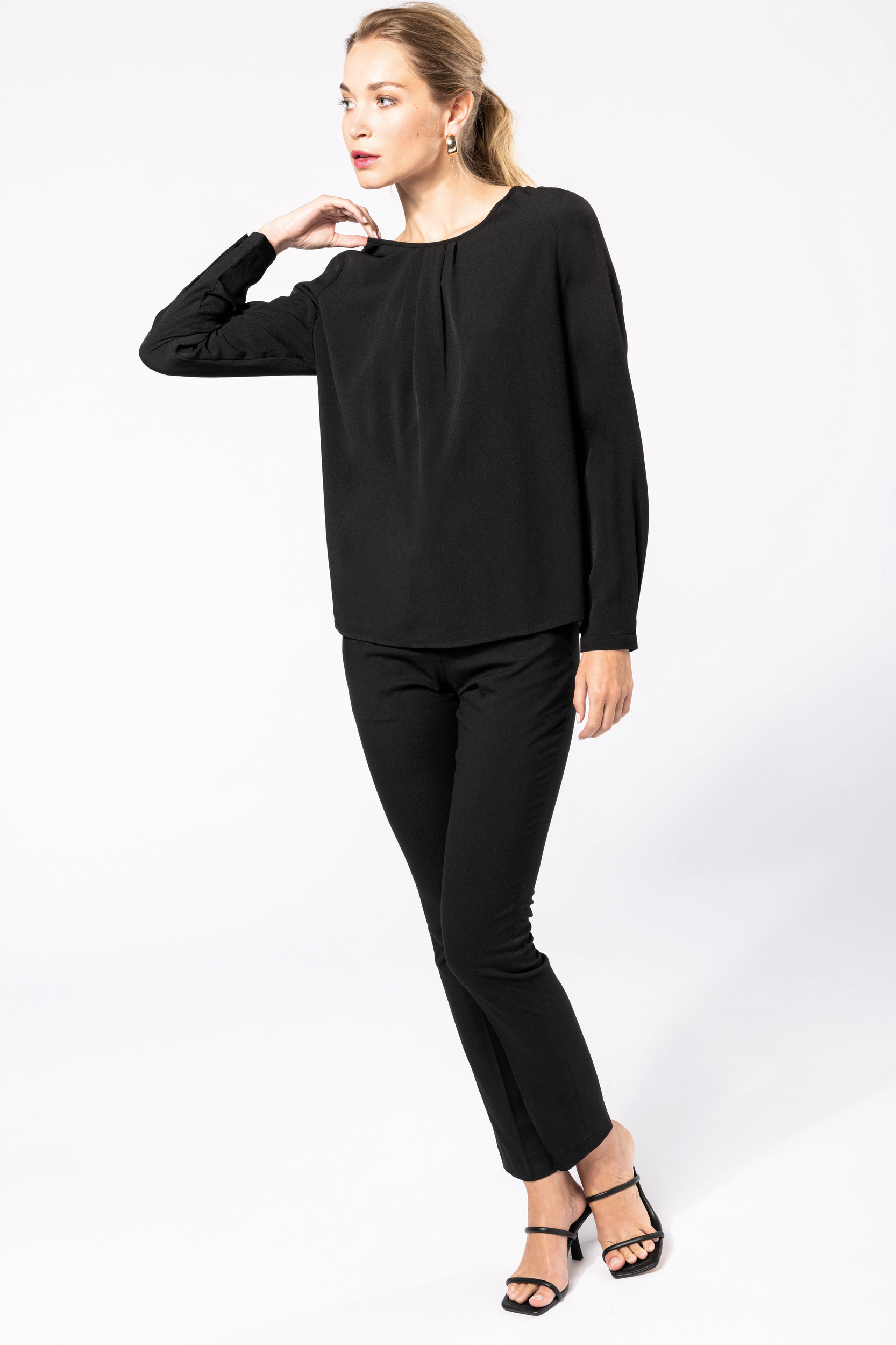 Blouse crêpe manches longues femme – Image 4