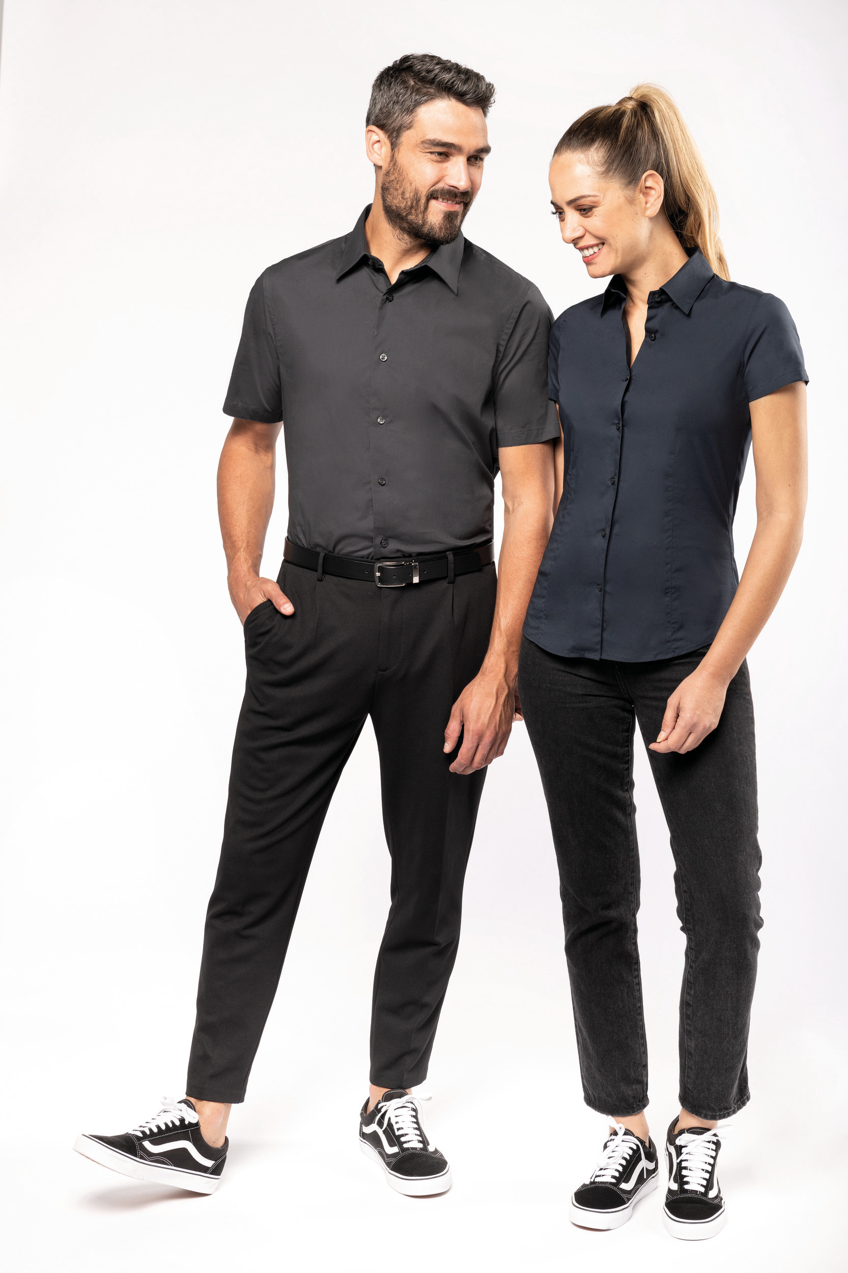 Chemise coton / élasthanne manches courtes femme – Image 8