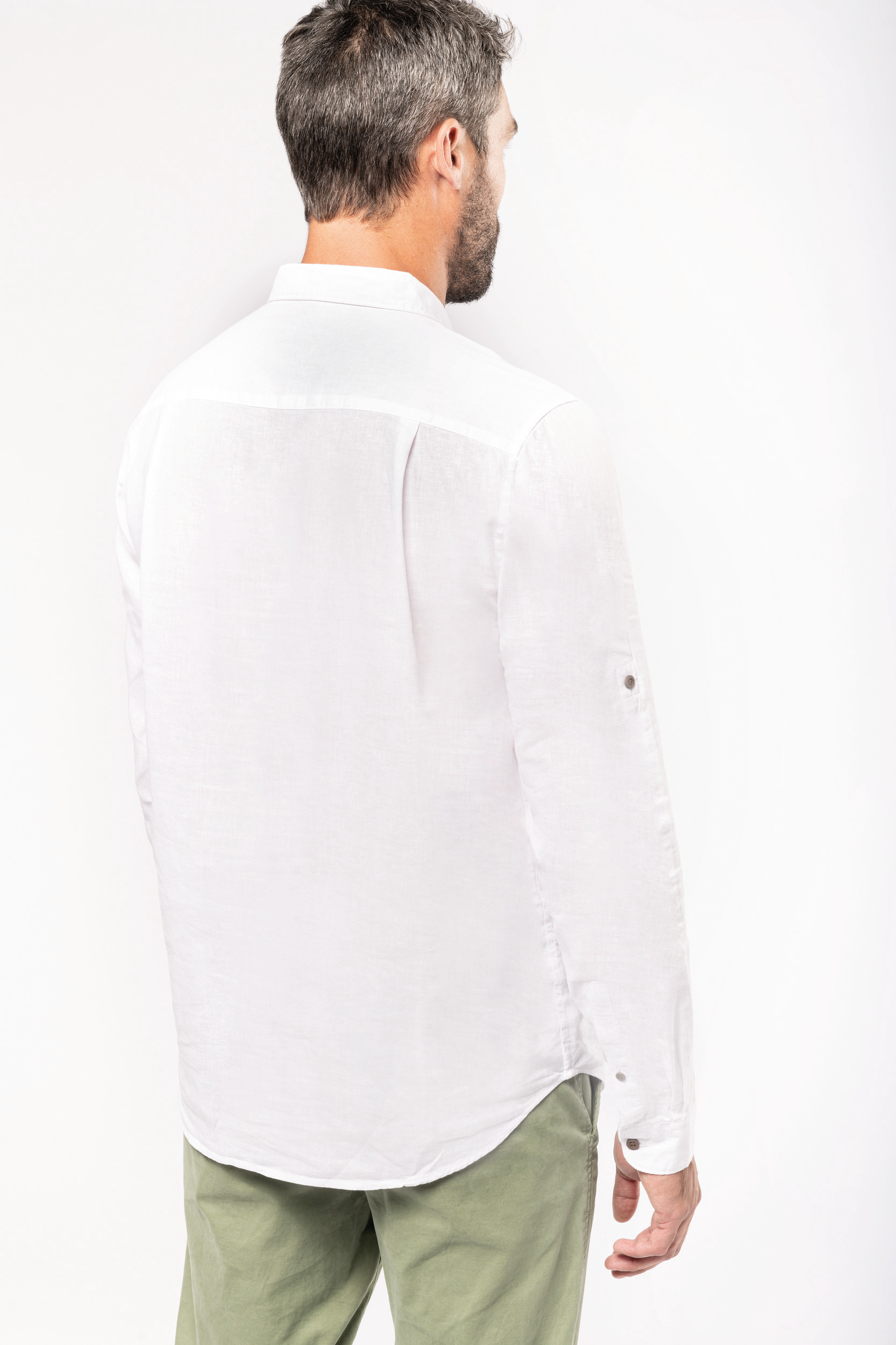 Chemise lin et coton manches longues homme – Image 2