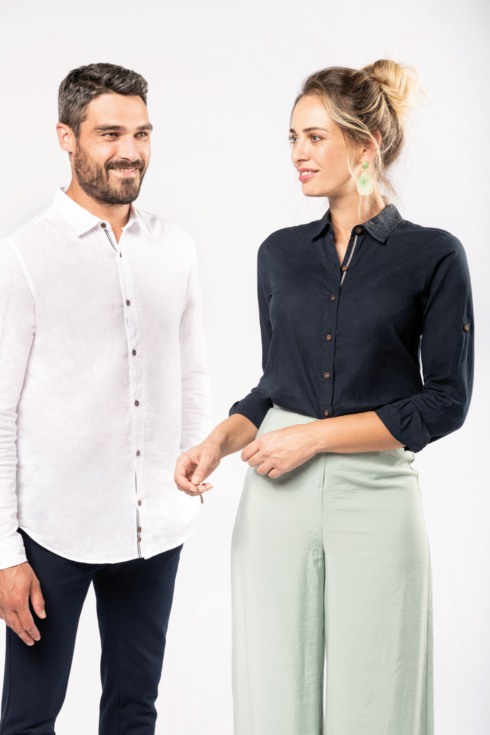 Chemise lin et coton manches longues homme – Image 5