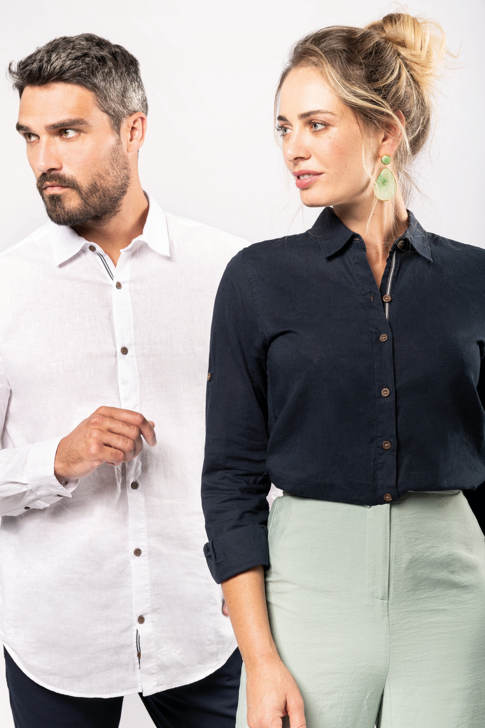 Chemise lin et coton manches longues homme – Image 9