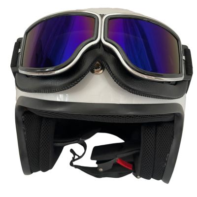 Lunettes Goggle vintage Noires – Verres iridium bleu – Image 2