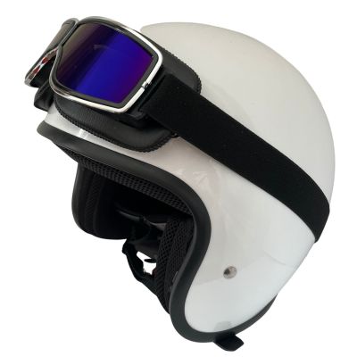 Lunettes Goggle vintage Noires – Verres iridium bleu – Image 3