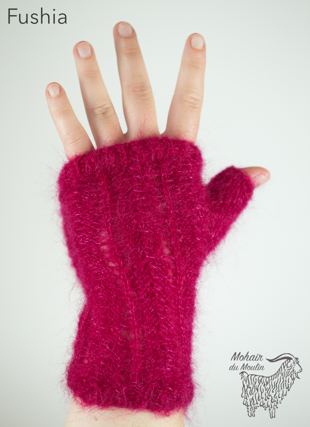 Mitaines mohair ajourées avec pouce – Image 2