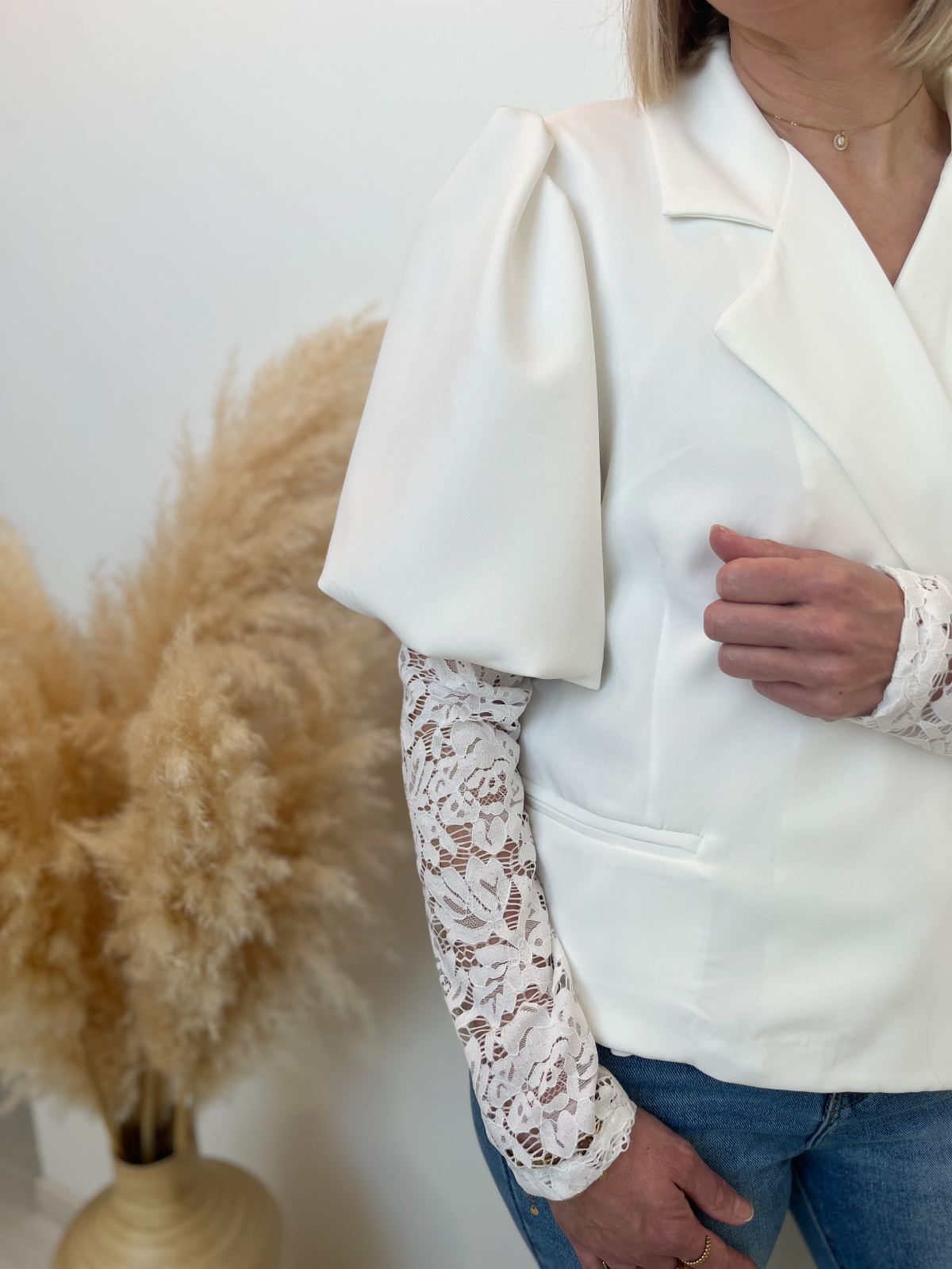 BLAZER BLANC MANCHES DENTELLE – Image 3
