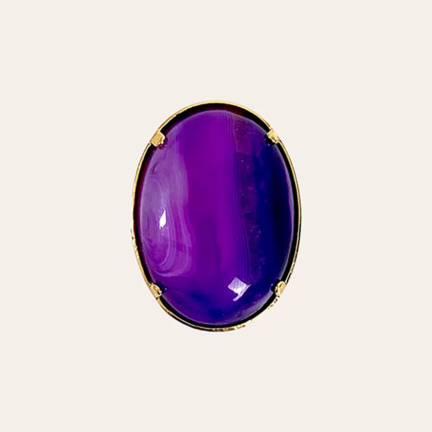 Bague pierre naturelle ovale violette – Image 6