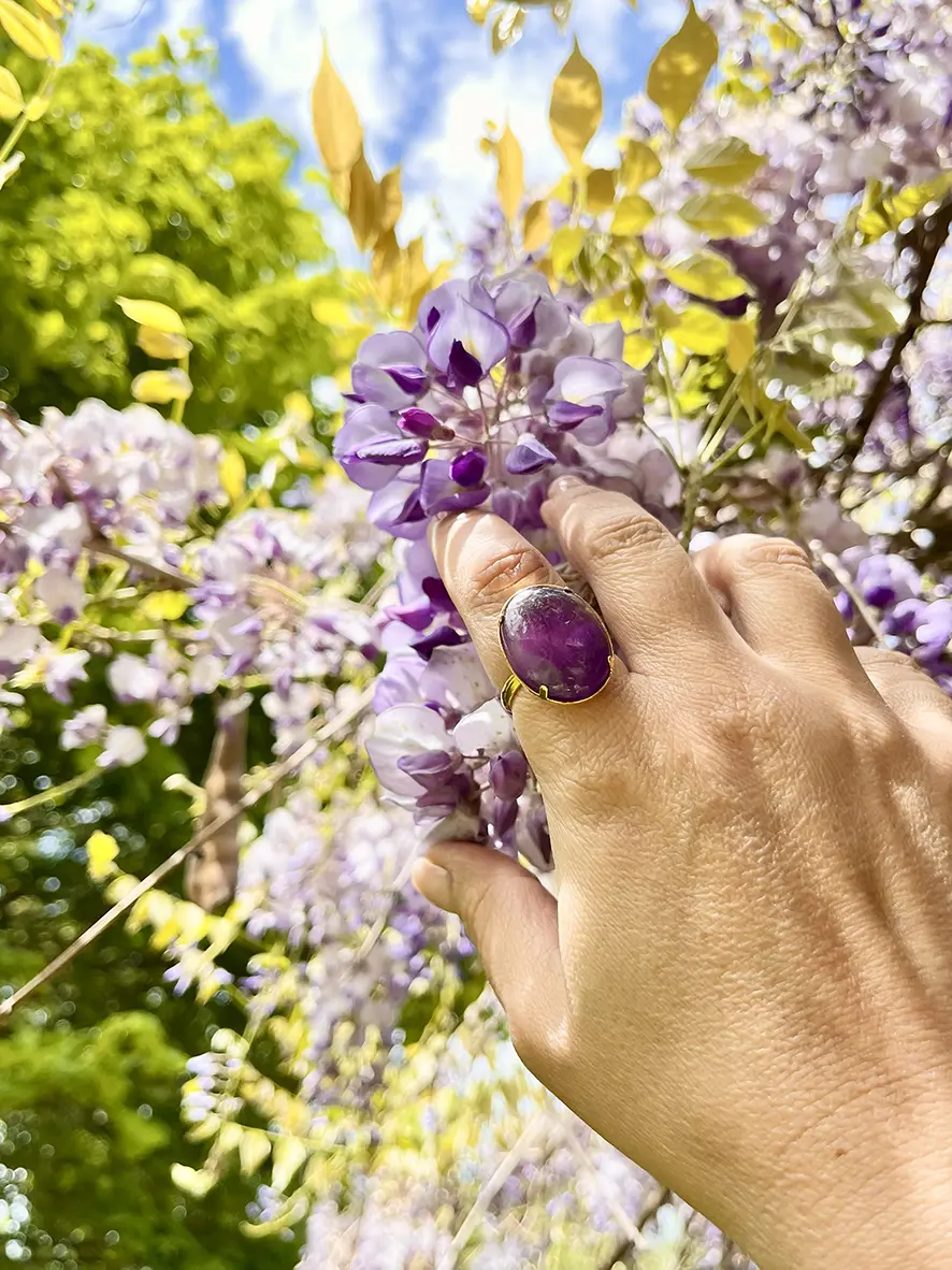 Bague pierre naturelle ovale violette – Image 3