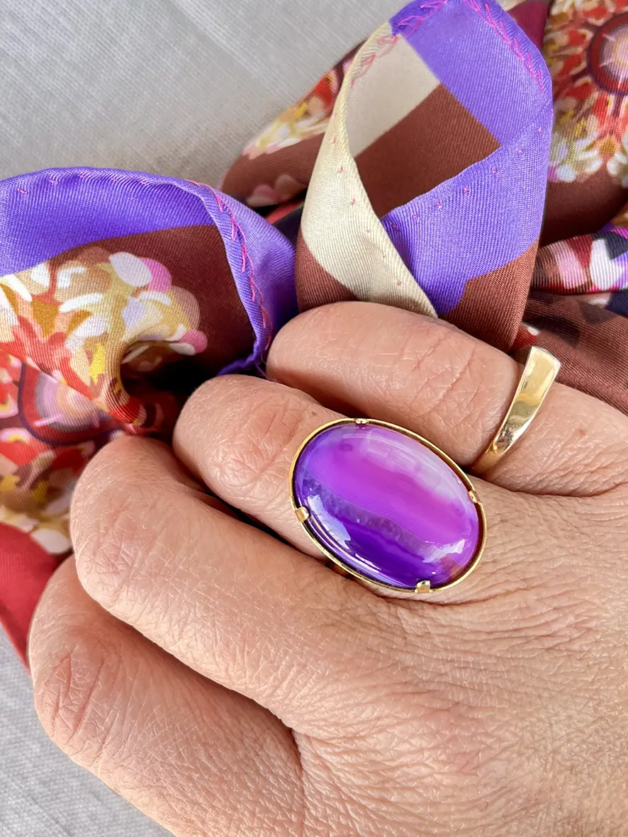 Bague pierre naturelle ovale violette – Image 8
