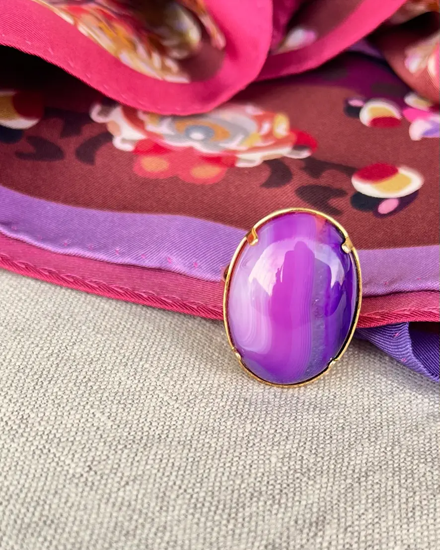 Bague pierre naturelle ovale violette – Image 9