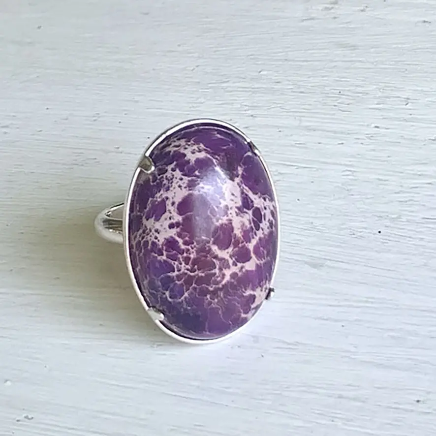 Bague pierre naturelle ovale violette – Image 4