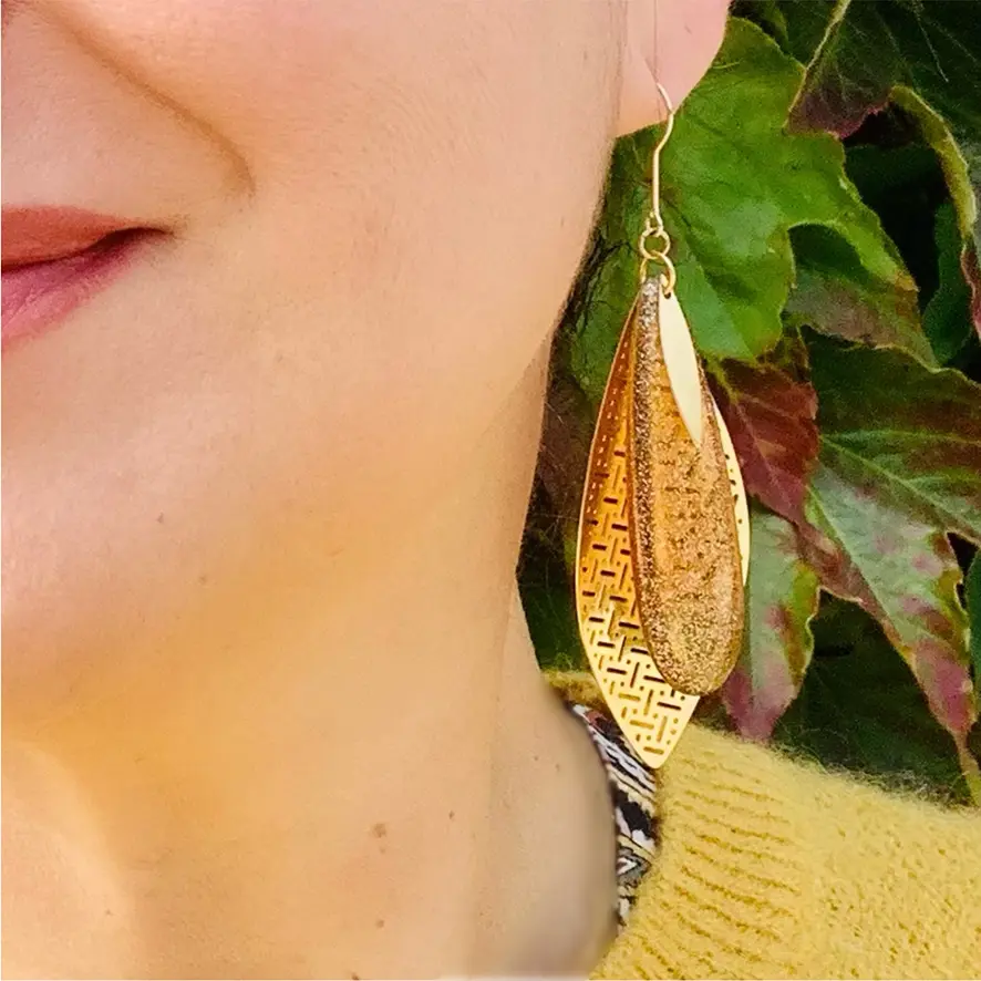 Boucles d’oreilles Feuille et goutte de résine